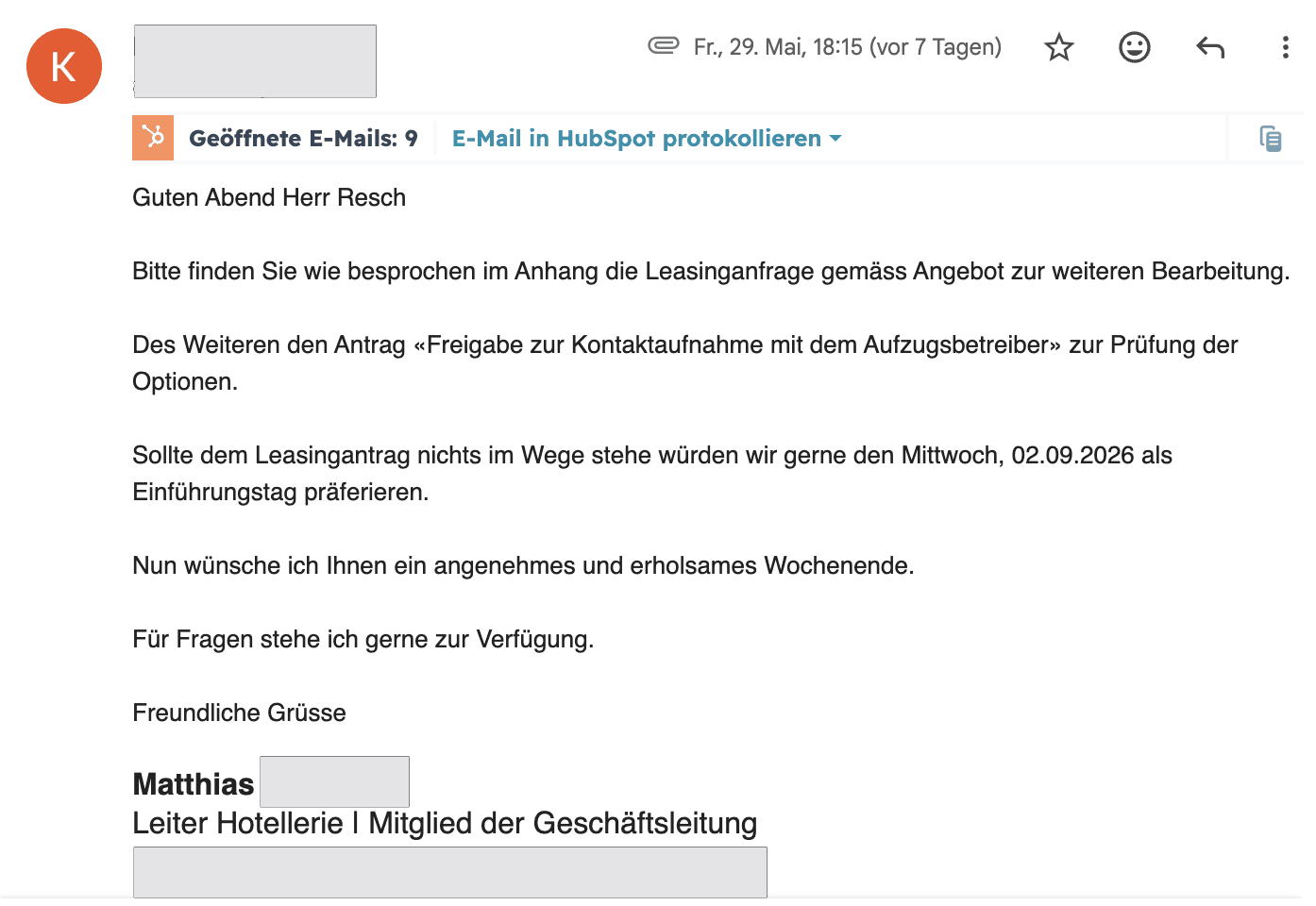 Kunde 2: Bestellung bzw. unterschriebene Offerte