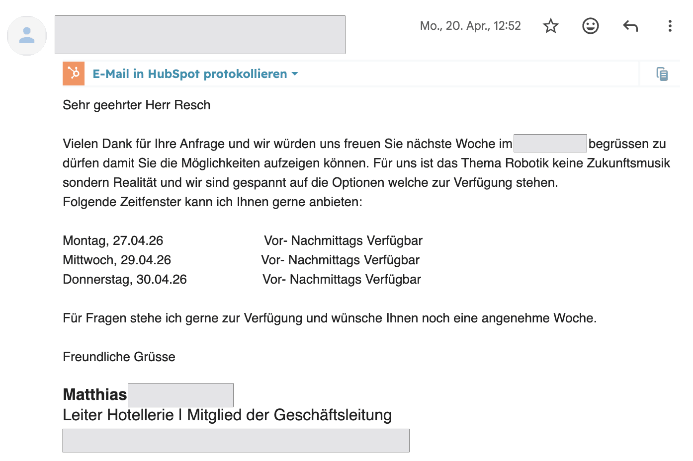 Kunde 2: Terminbestätigung des Entscheiders (E-Mail-Kampagne)